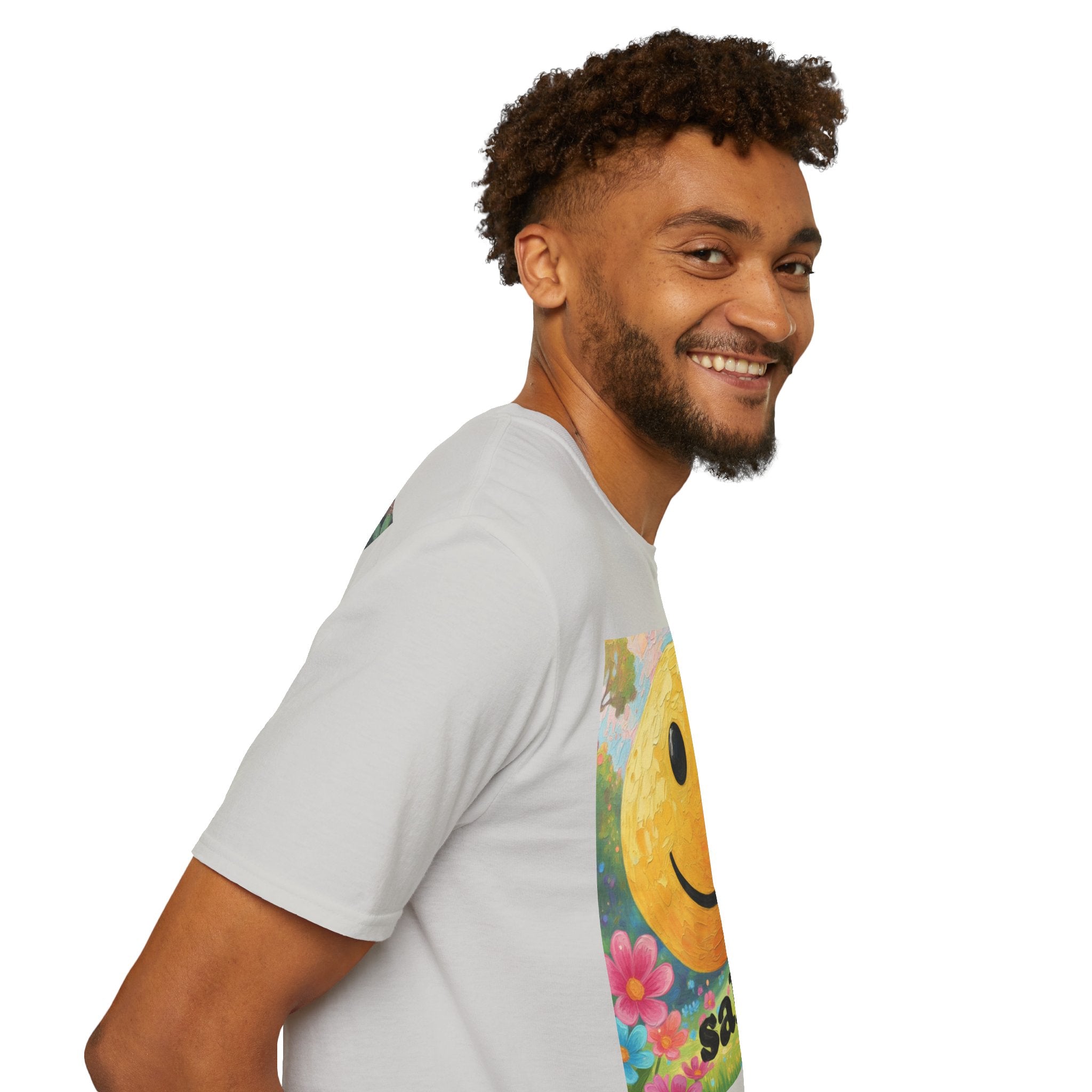 Smiley Face Painting T-Shirt | Vintage Smiley Art, 'salut' Text