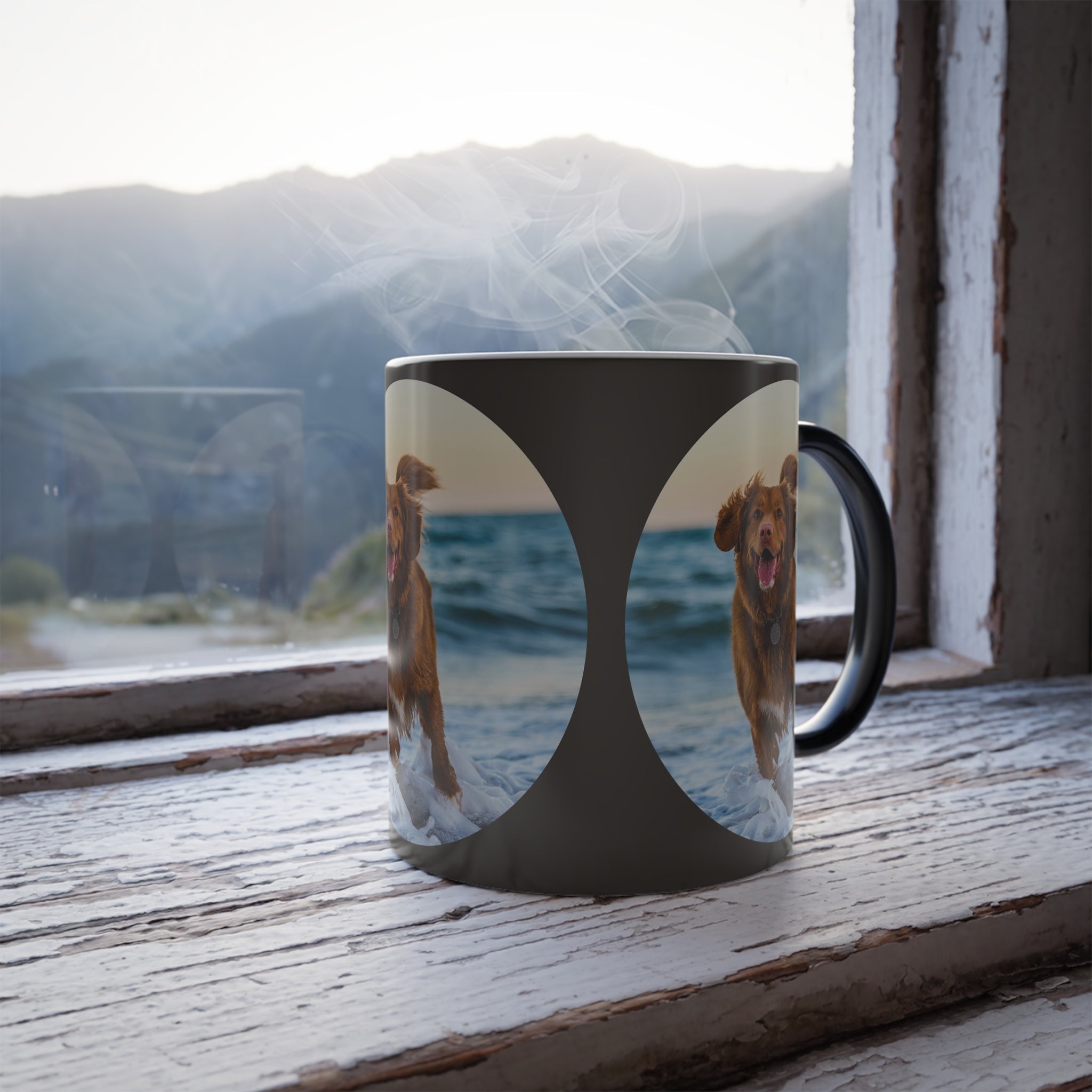 Golden Retriever Beach Photo Mug | Color Morphing Mug