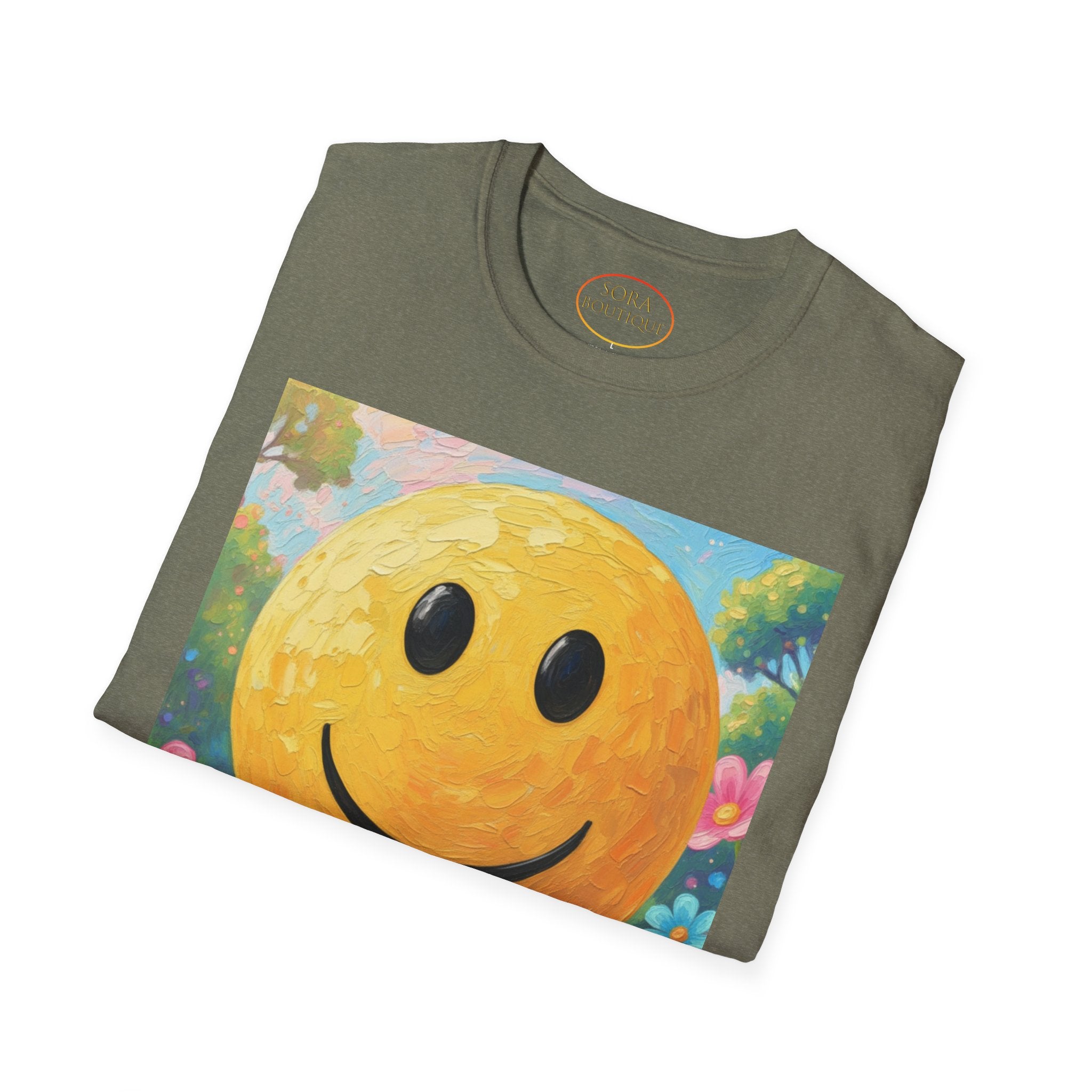 Smiley Face Painting T-Shirt | Vintage Smiley Art, 'salut' Text