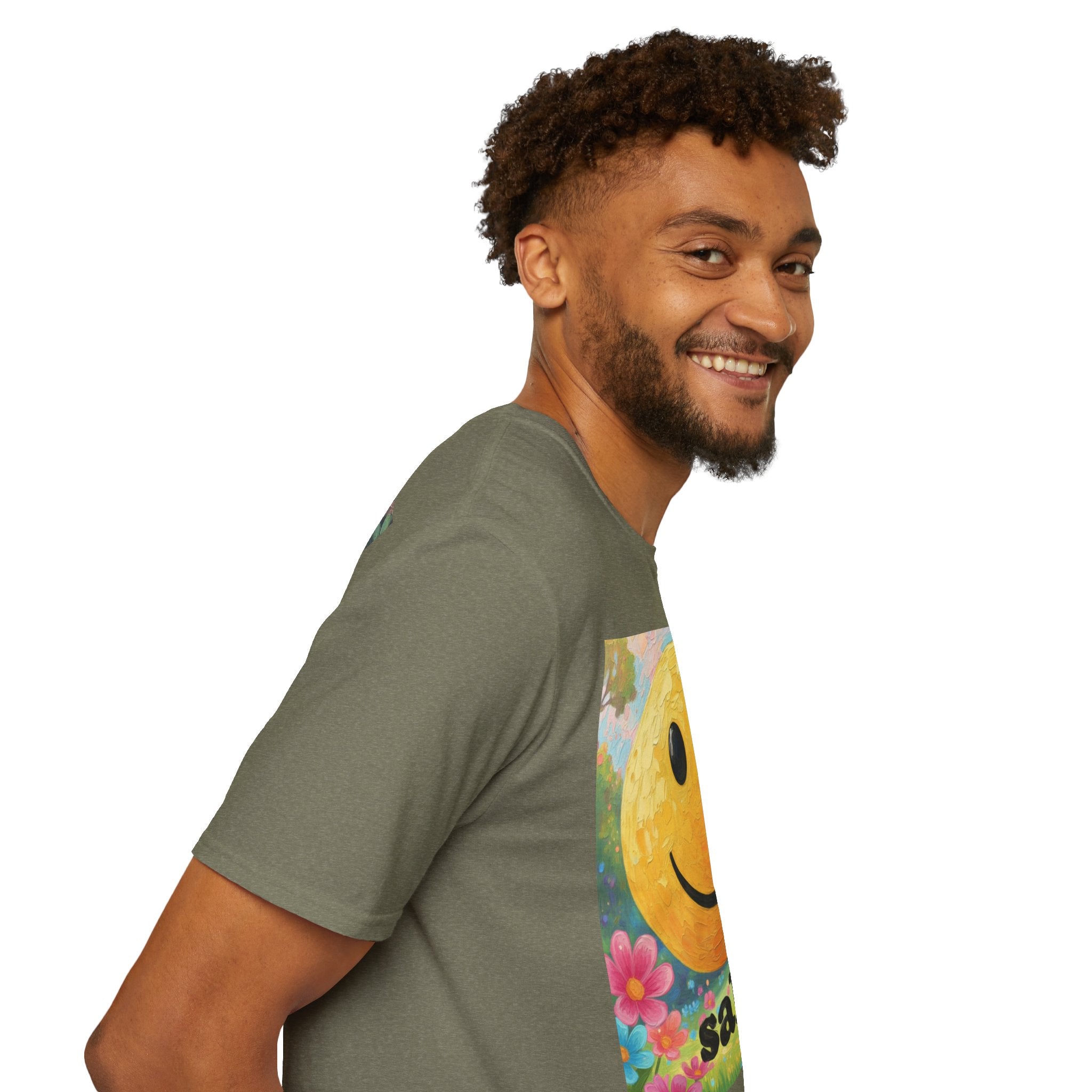 Smiley Face Painting T-Shirt | Vintage Smiley Art, 'salut' Text