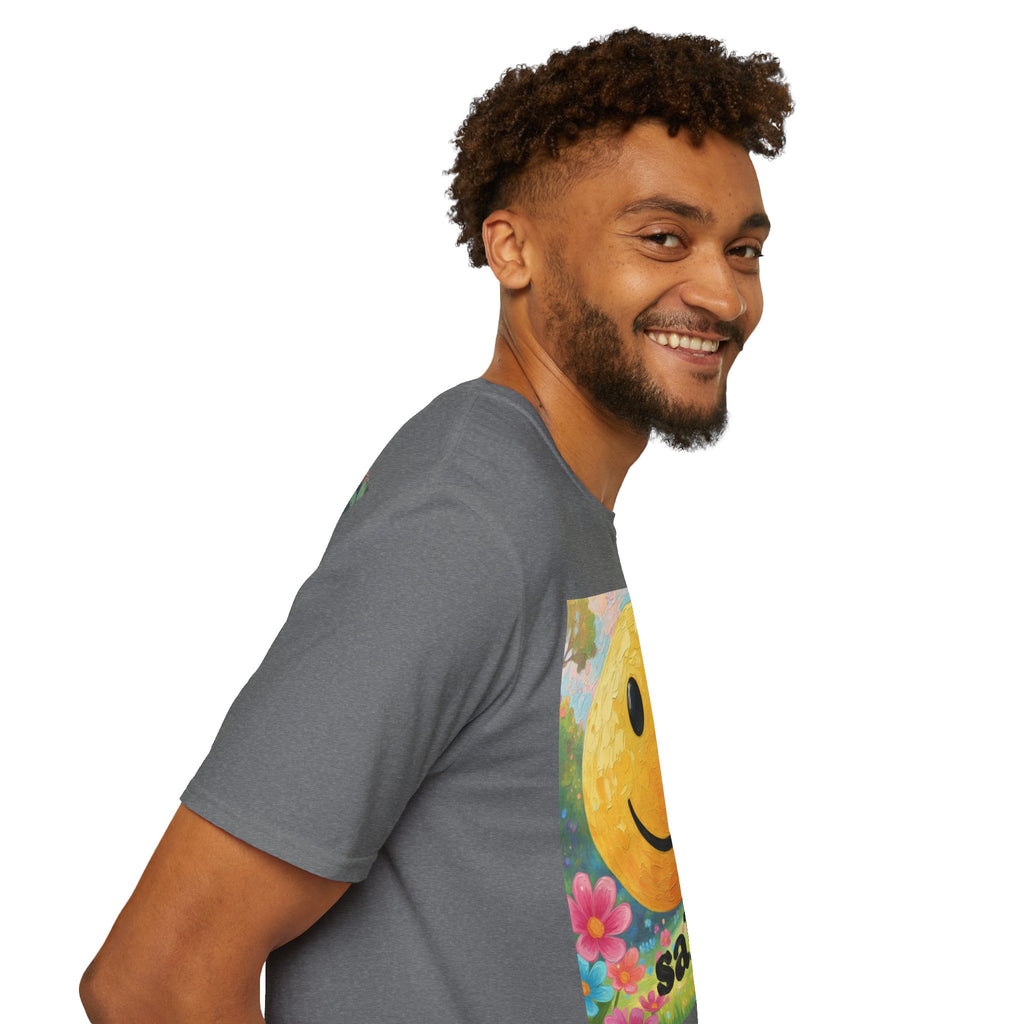 Smiley Face Painting T-Shirt | Vintage Smiley Art, 'salut' Text