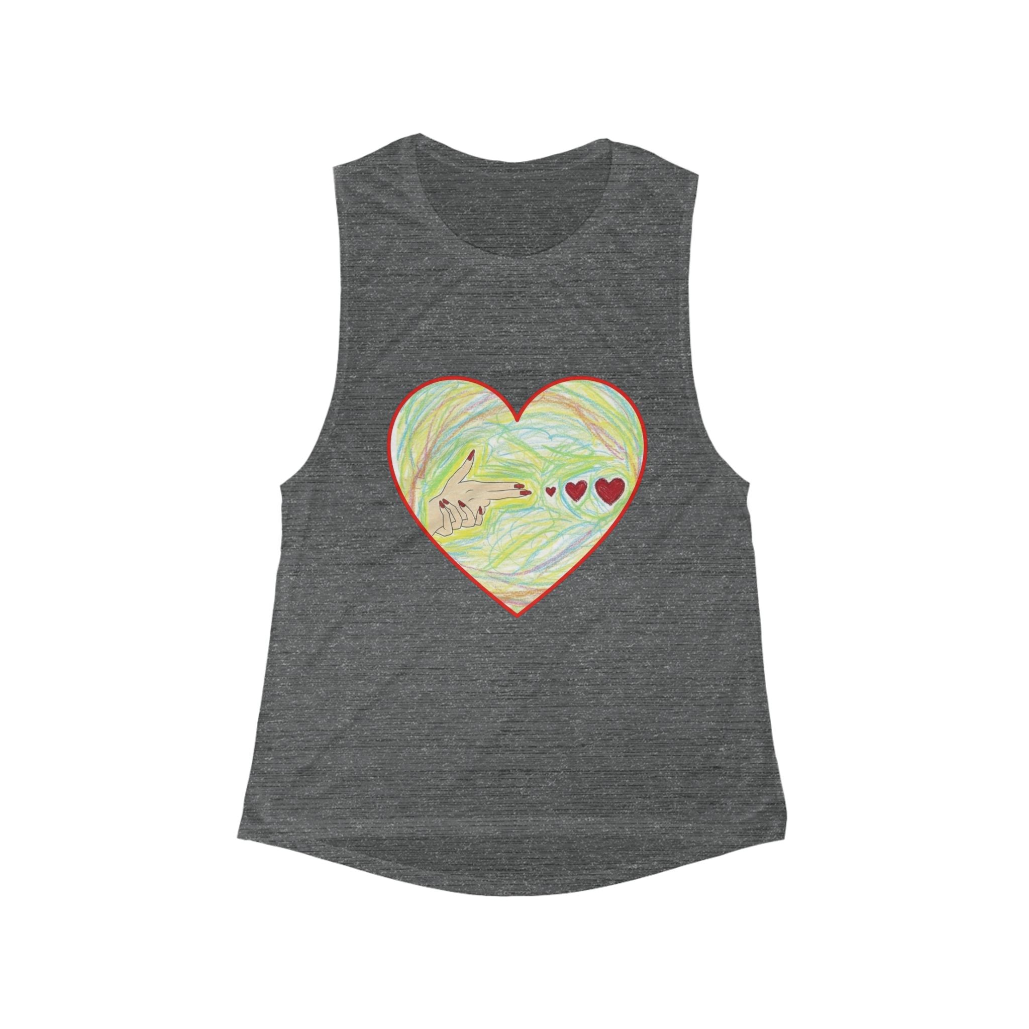 Hand-Drawn Heart Guitar Tank | Music Lover, Heart Art, Casual Top