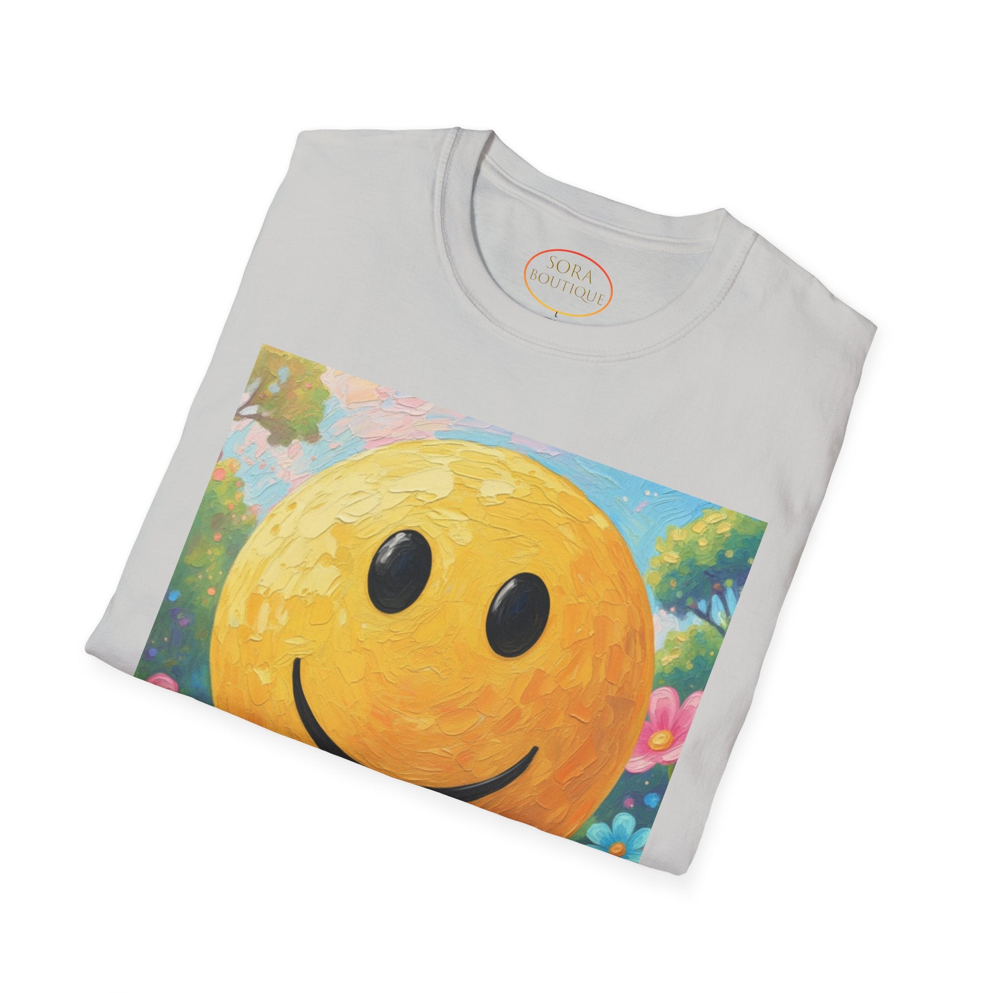 Smiley Face Painting T-Shirt | Vintage Smiley Art, 'salut' Text