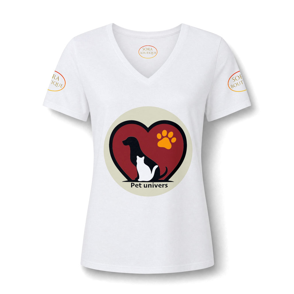 Pet Lover V-Neck Tee — "Partager l'amour avec les animaux" Animal Rescue Shirt