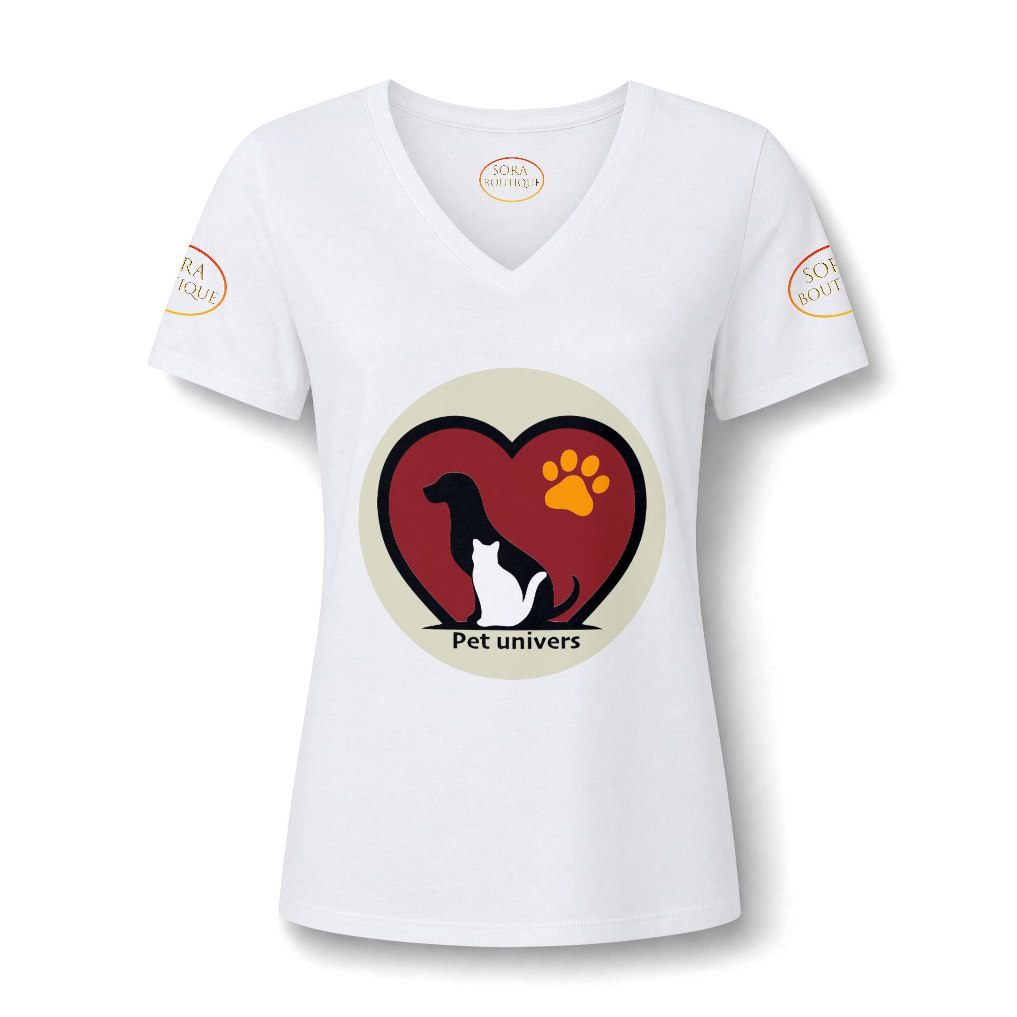 Pet Lover V-Neck Tee — "Partager l'amour avec les animaux" Animal Rescue Shirt