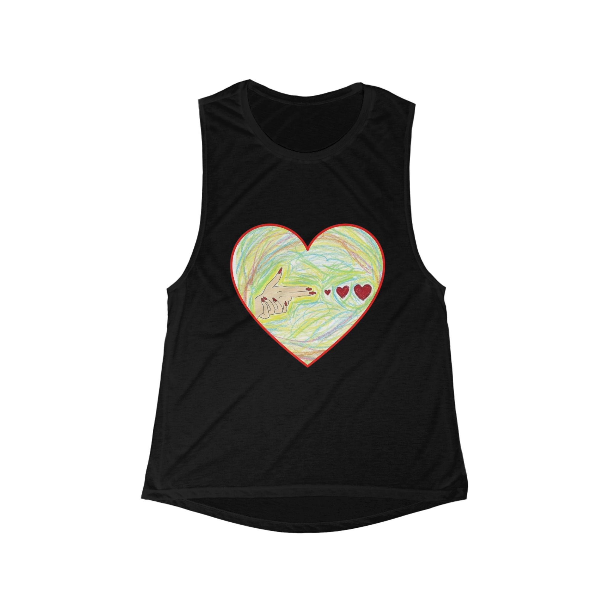 Hand-Drawn Heart Guitar Tank | Music Lover, Heart Art, Casual Top