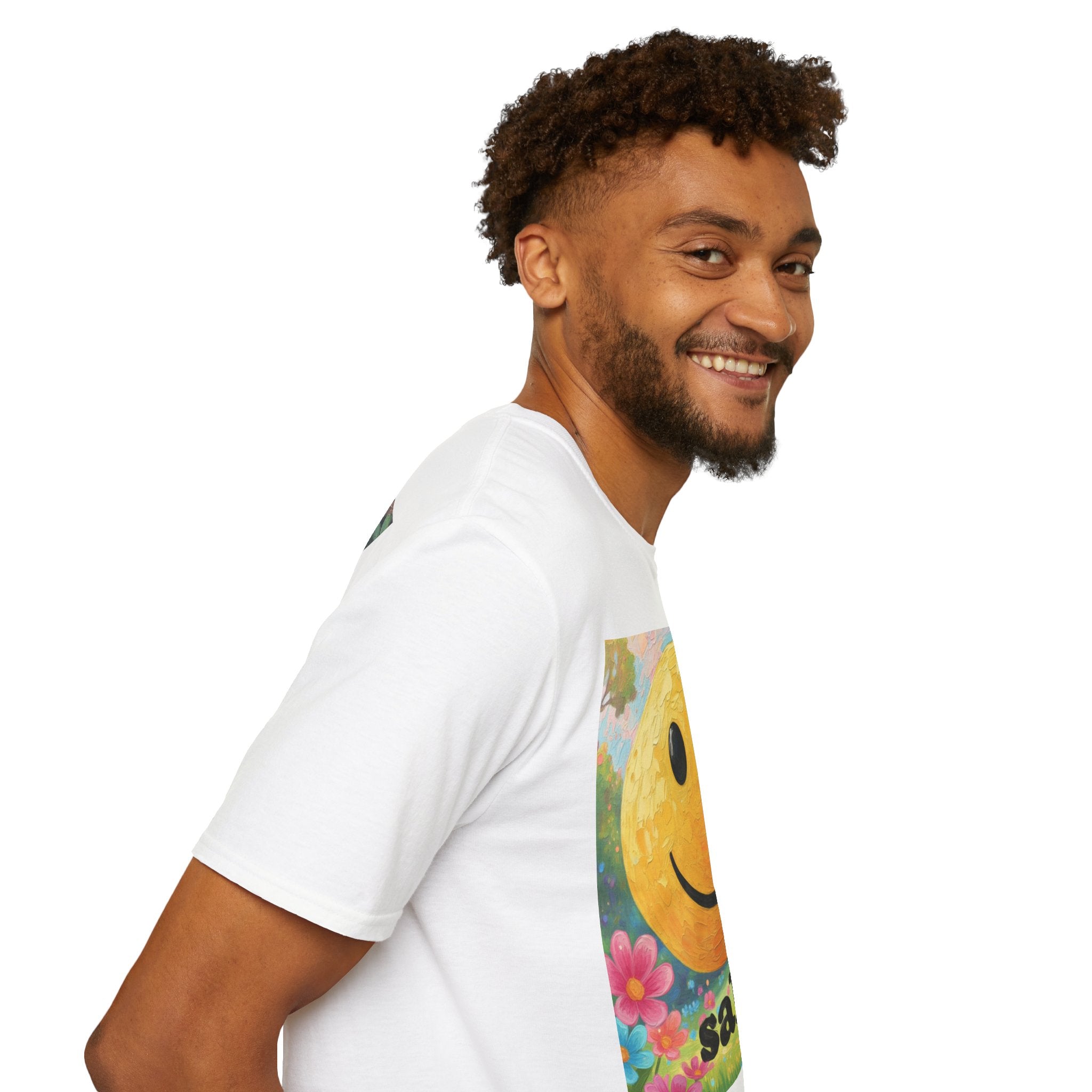 Smiley Face Painting T-Shirt | Vintage Smiley Art, 'salut' Text