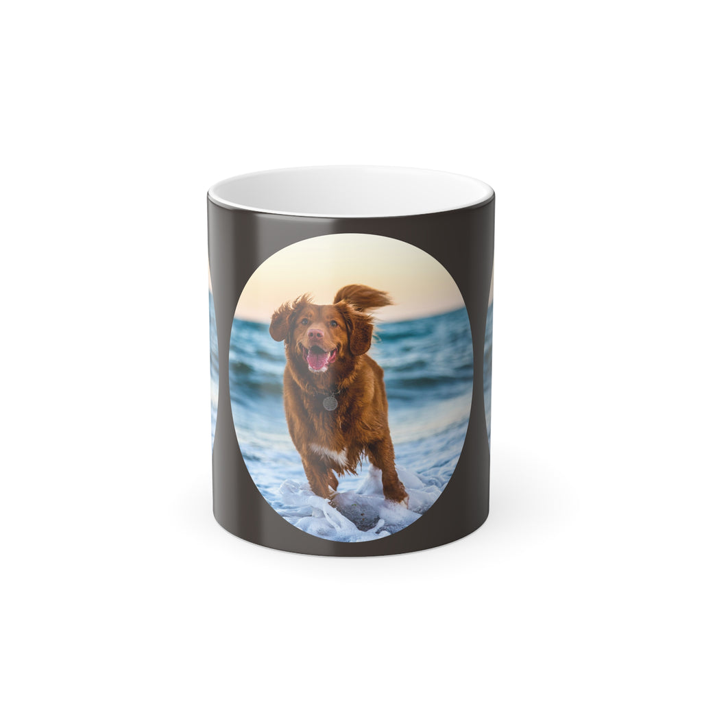 Golden Retriever Beach Photo Mug | Color Morphing Mug