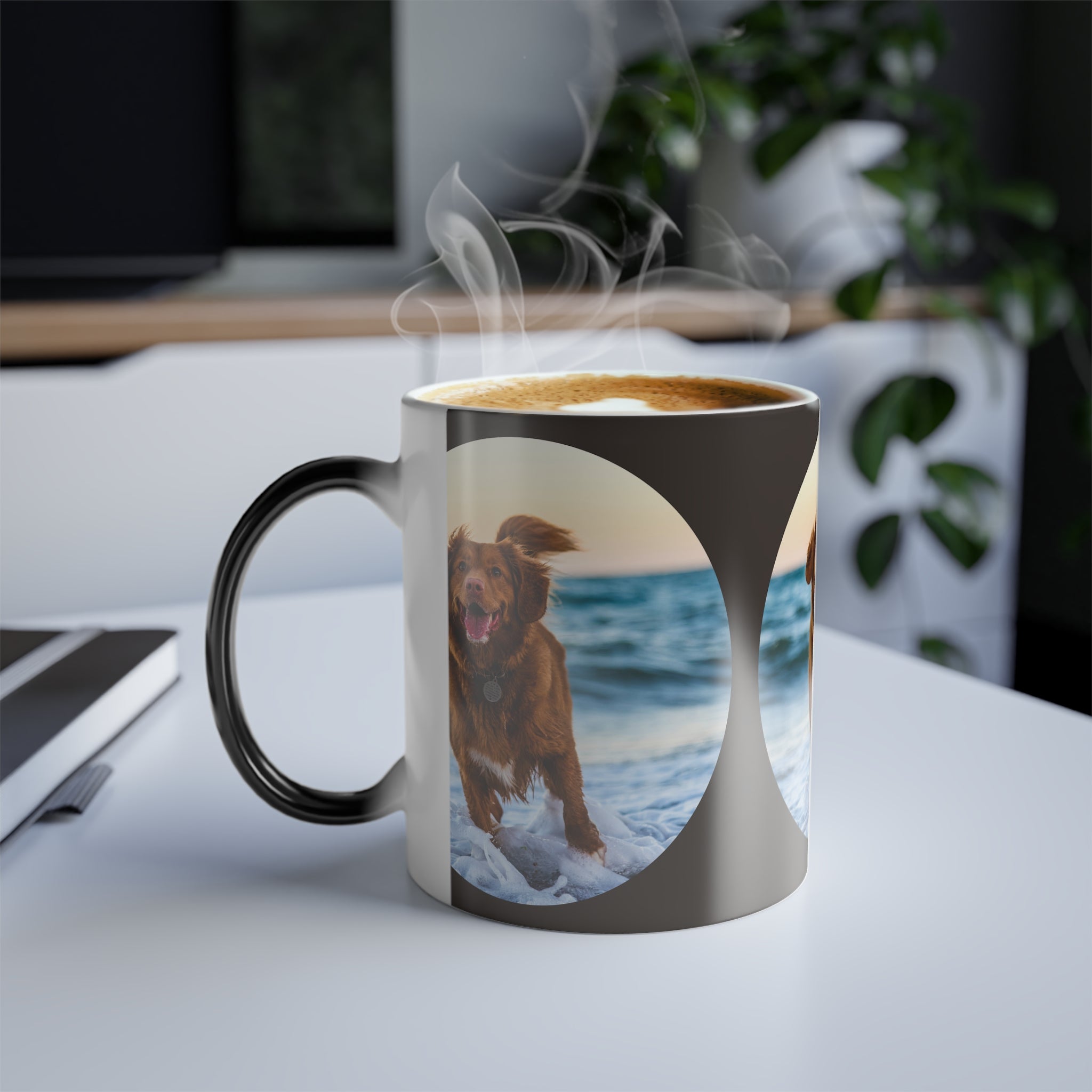 Golden Retriever Beach Photo Mug | Color Morphing Mug