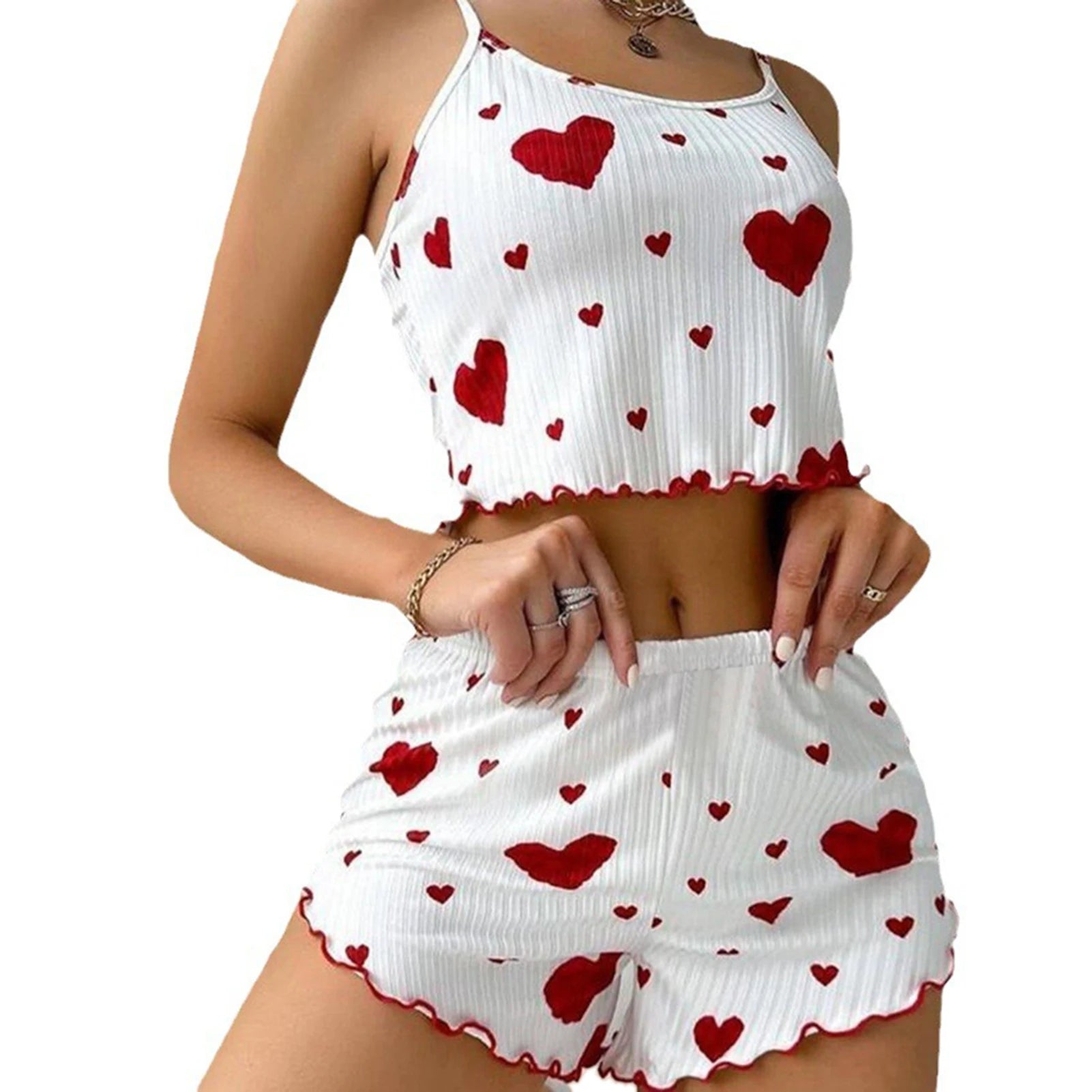 Women's 2-Piece Summer Pajama Set - Spaghetti Strap Tank & Shorts