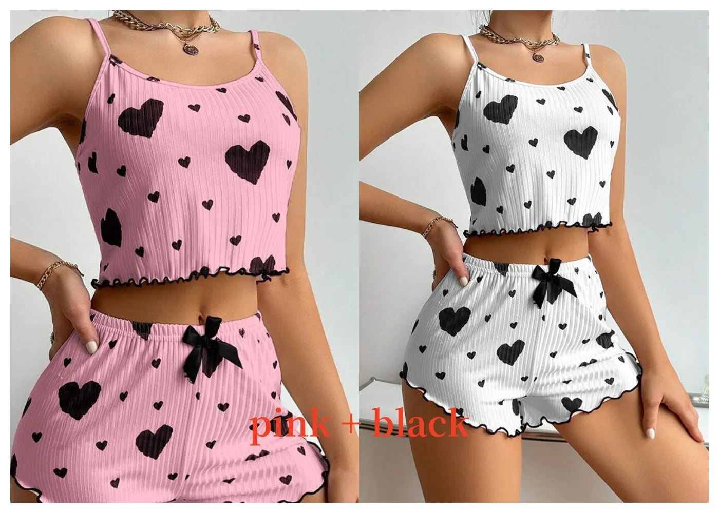 Women's 2-Piece Summer Pajama Set - Spaghetti Strap Tank & Shorts