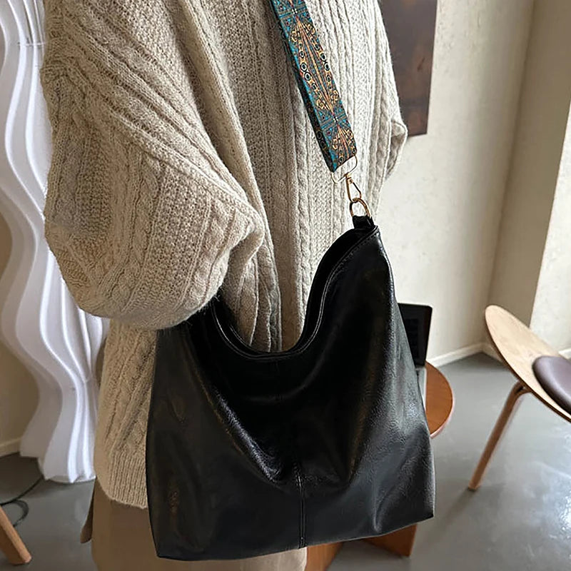 Women's Retro Crossbody Bag - Large Capacity Geometric Strap Shoulder Bag