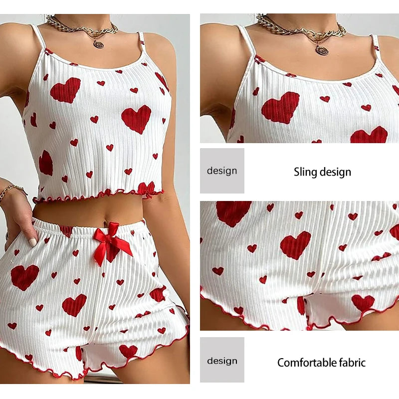 Women's 2-Piece Summer Pajama Set - Spaghetti Strap Tank & Shorts