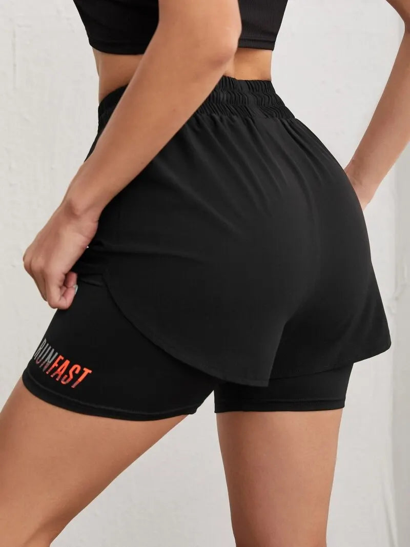 Women's High Waist Yoga Shorts - 4-Way Stretch Athletic Running Shorts