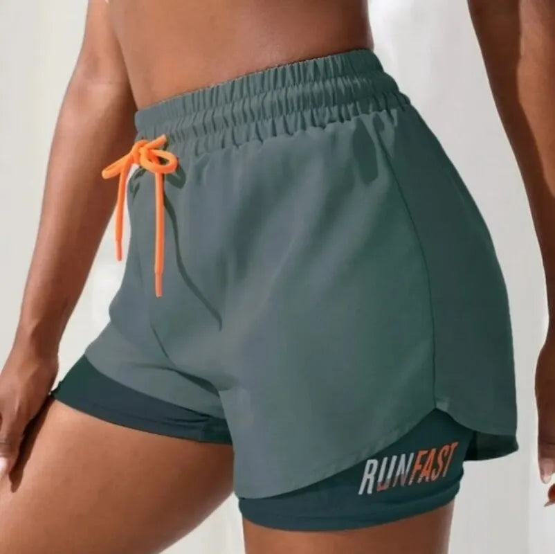 Women's High Waist Yoga Shorts - 4-Way Stretch Athletic Running Shorts