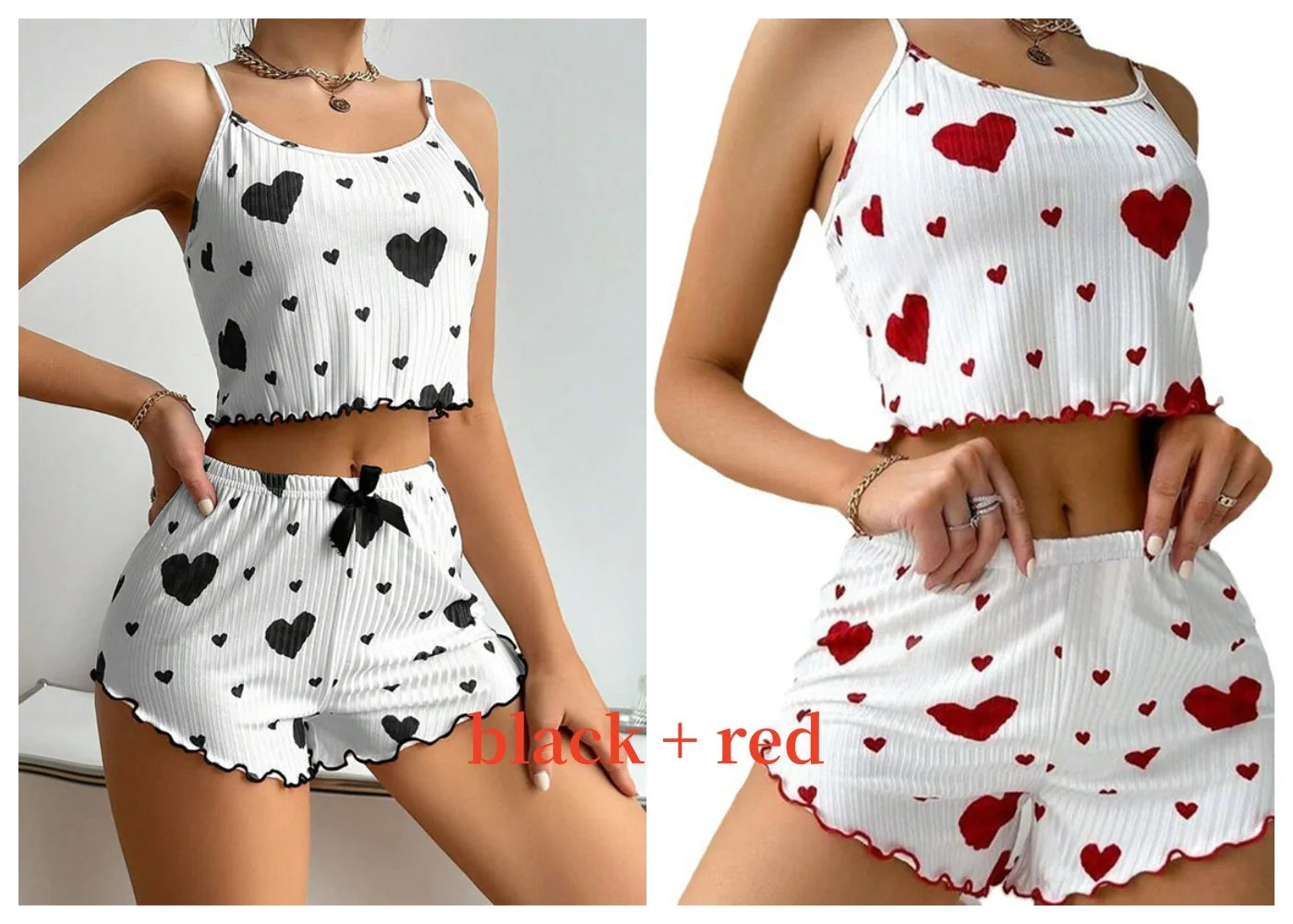 Women's 2-Piece Summer Pajama Set - Spaghetti Strap Tank & Shorts