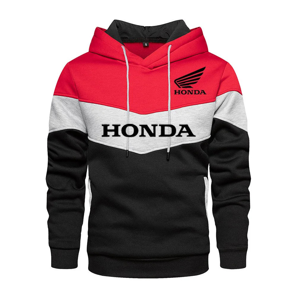 2026 Honda printed patchwork sweatshirt, autumn/winter men's hooded long-sleeved motorcycle/racing jacket