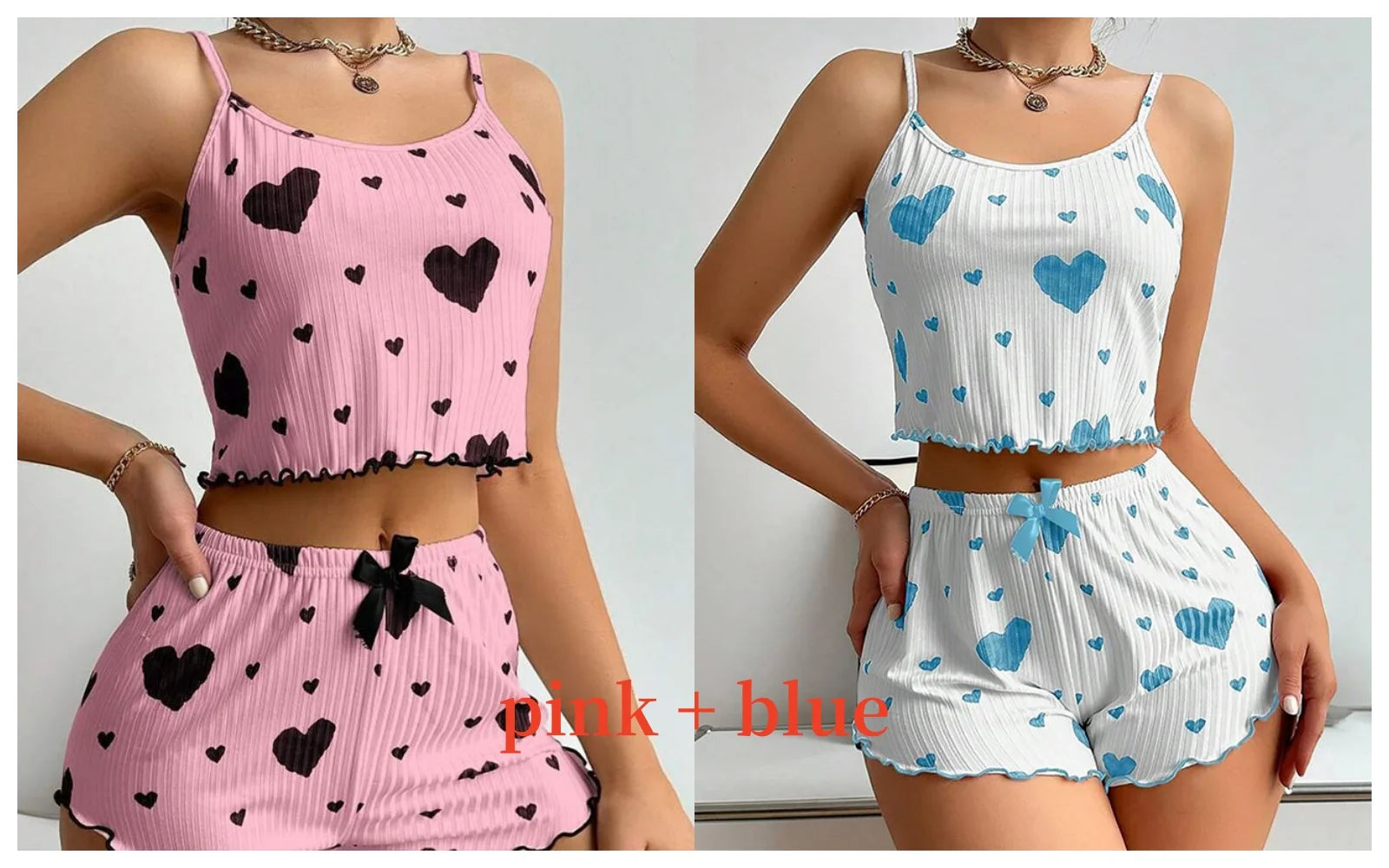 Women's 2-Piece Summer Pajama Set - Spaghetti Strap Tank & Shorts