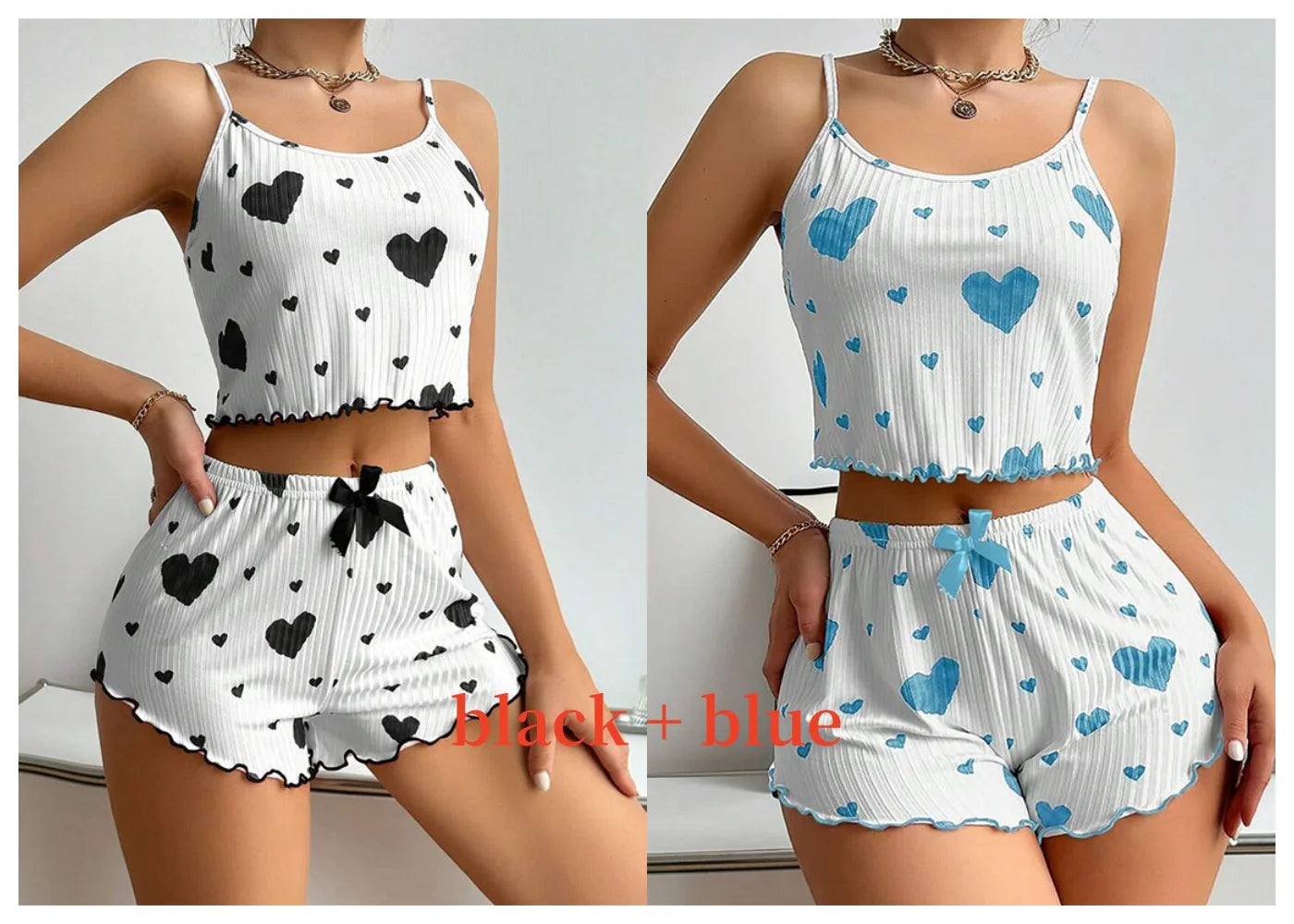 Women's 2-Piece Summer Pajama Set - Spaghetti Strap Tank & Shorts