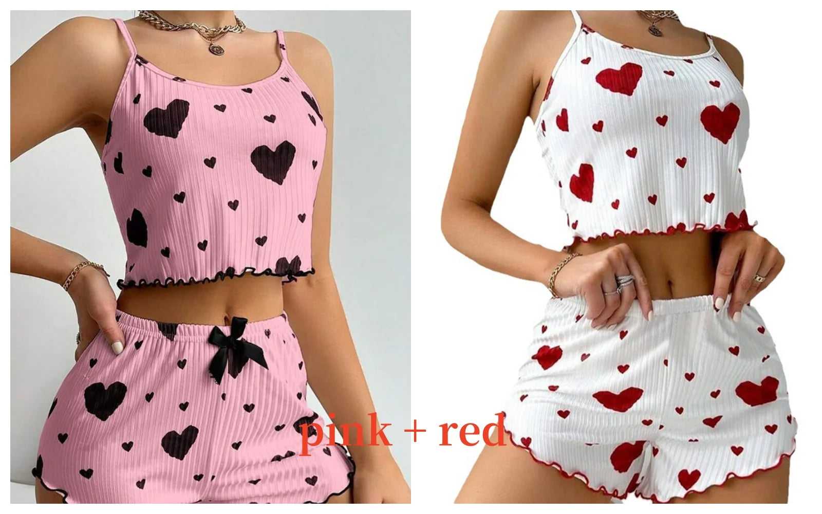 Women's 2-Piece Summer Pajama Set - Spaghetti Strap Tank & Shorts