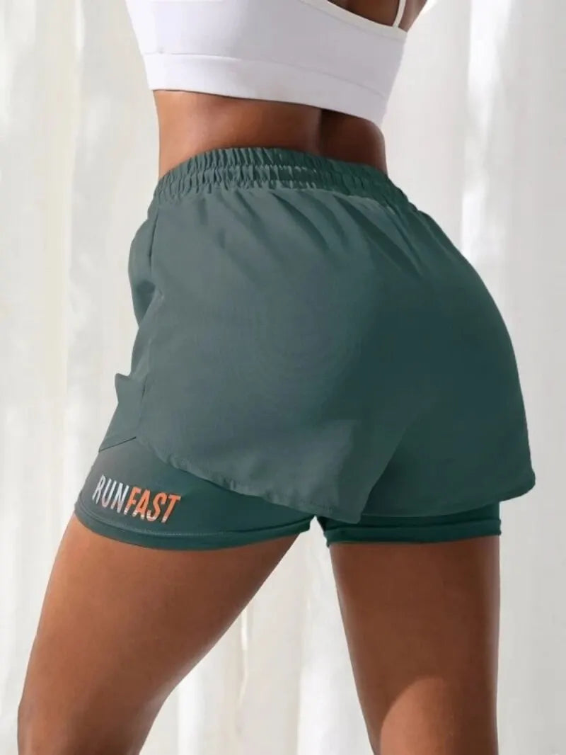 Women's High Waist Yoga Shorts - 4-Way Stretch Athletic Running Shorts