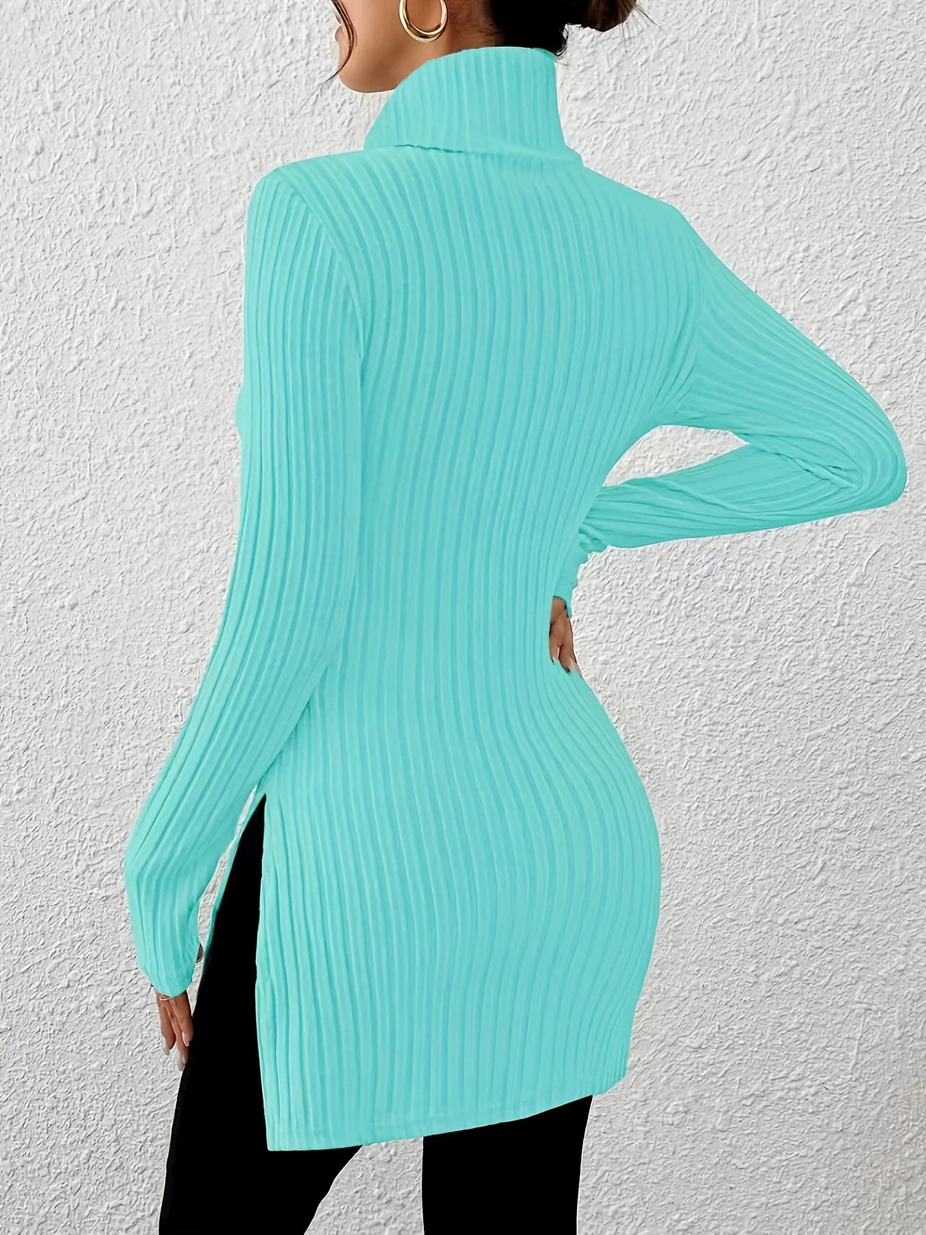 Women's Turtleneck Ribbed Knit Top