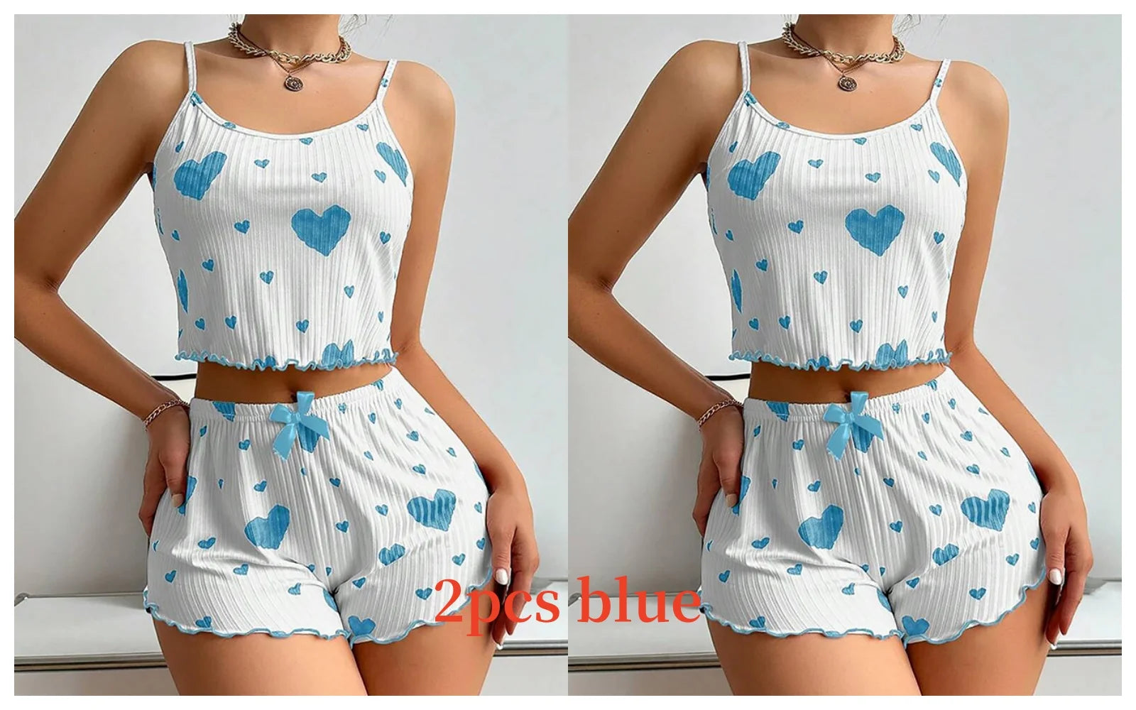 Women's 2-Piece Summer Pajama Set - Spaghetti Strap Tank & Shorts