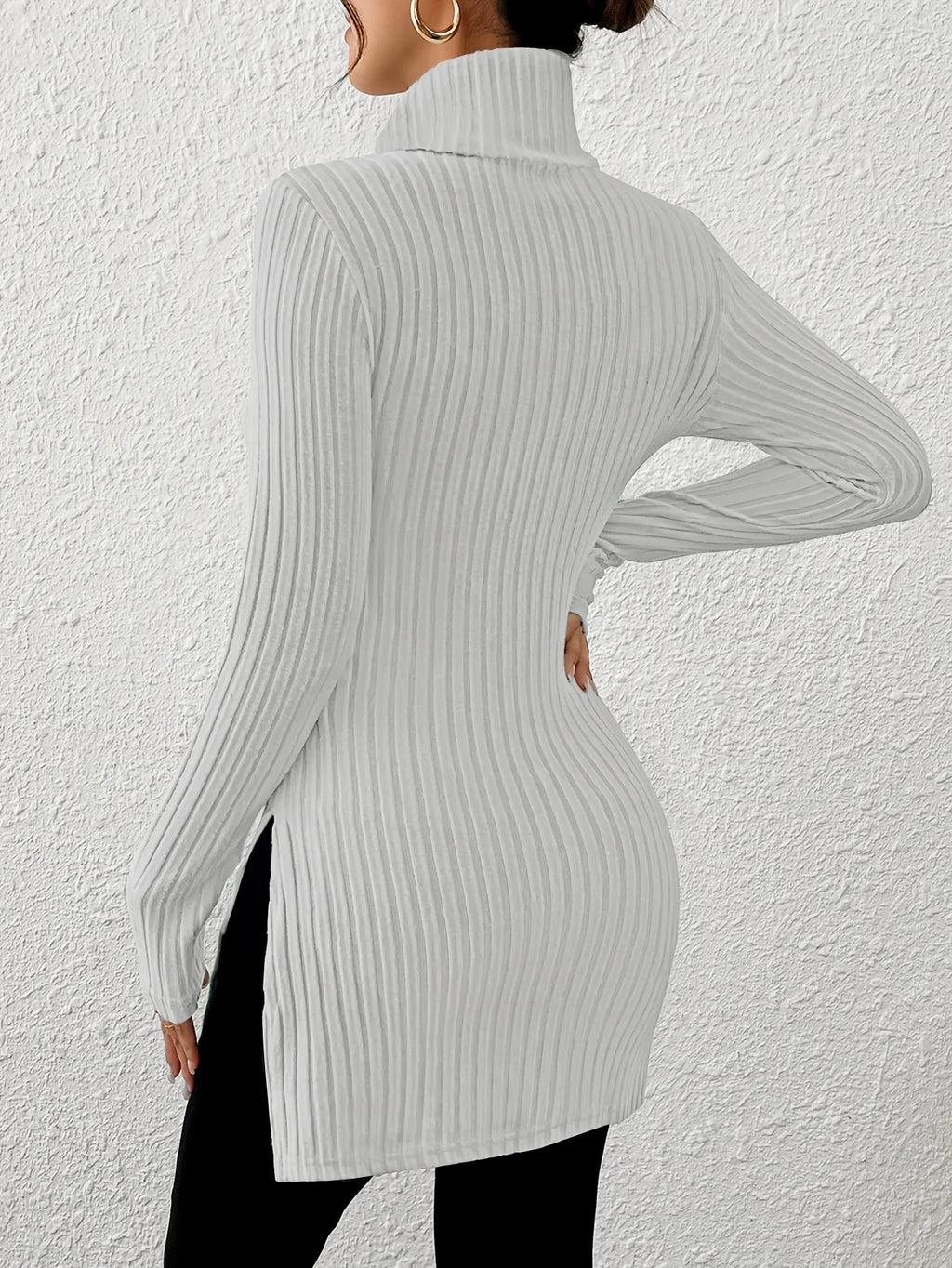 Women's Turtleneck Ribbed Knit Top