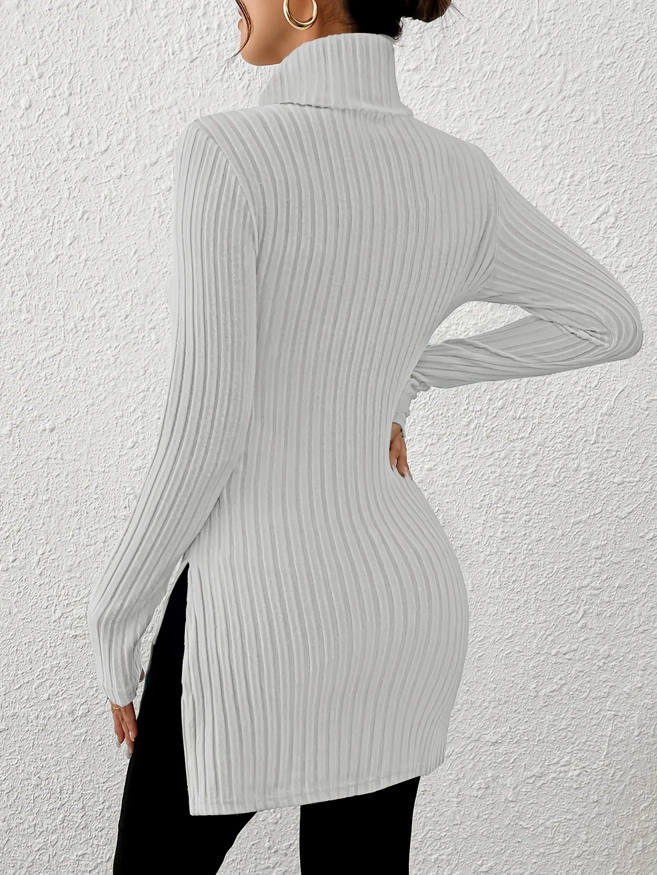 Women's Turtleneck Ribbed Knit Top