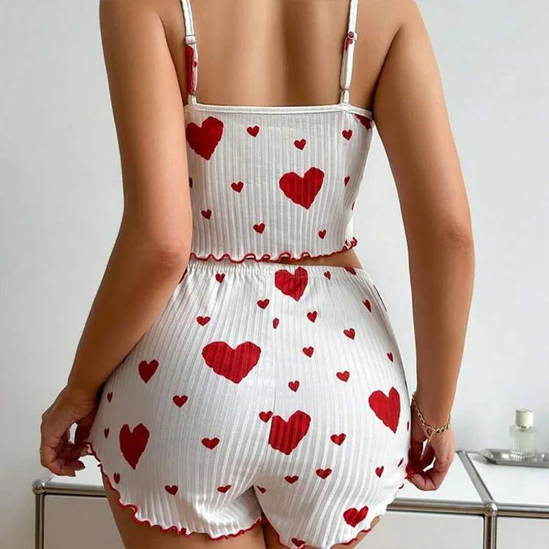 Women's 2-Piece Summer Pajama Set - Spaghetti Strap Tank & Shorts