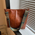Women's Retro Crossbody Bag - Large Capacity Geometric Strap Shoulder Bag