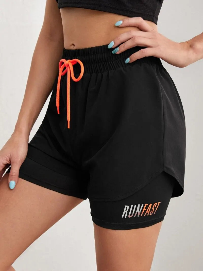 Women's High Waist Yoga Shorts - 4-Way Stretch Athletic Running Shorts