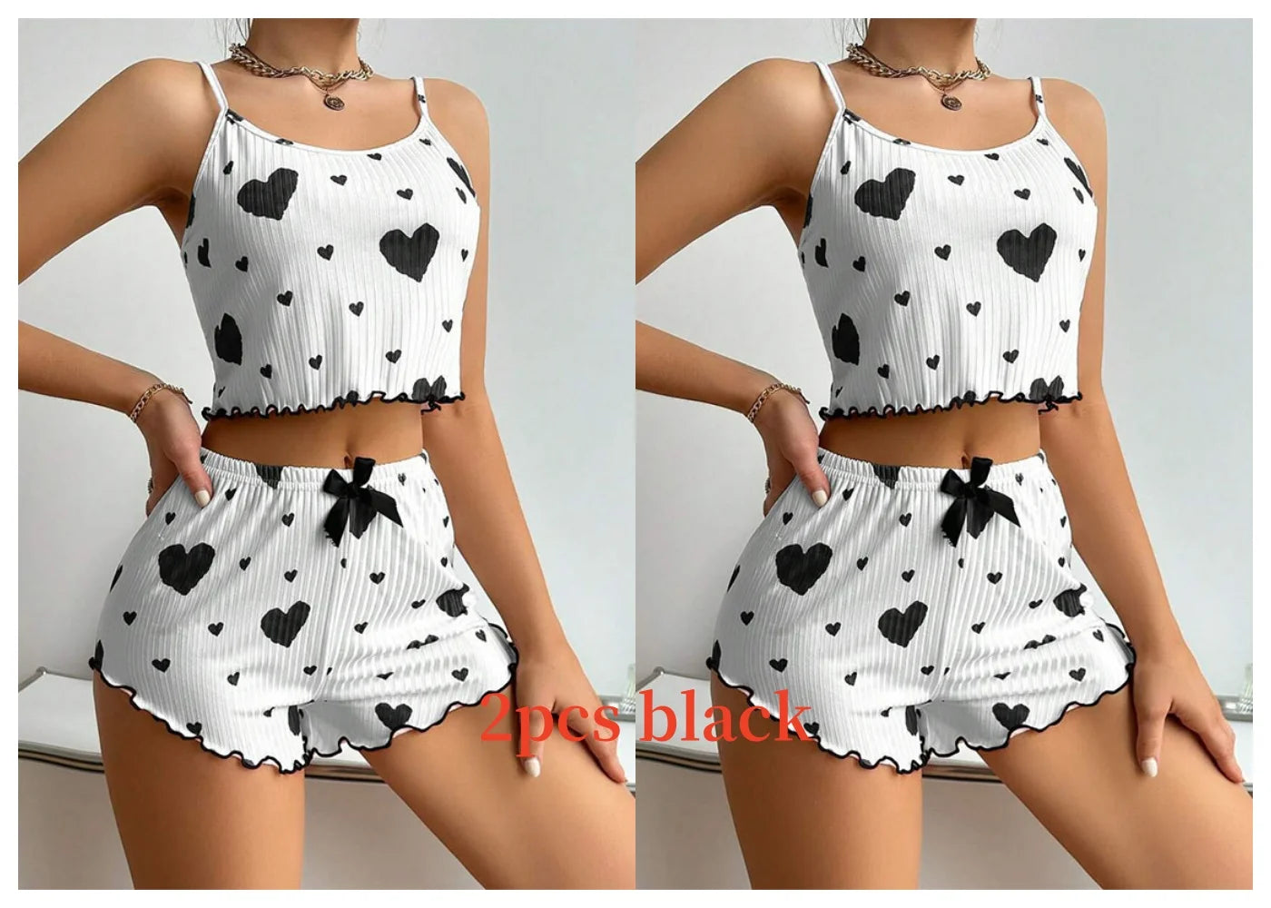 Women's 2-Piece Summer Pajama Set - Spaghetti Strap Tank & Shorts