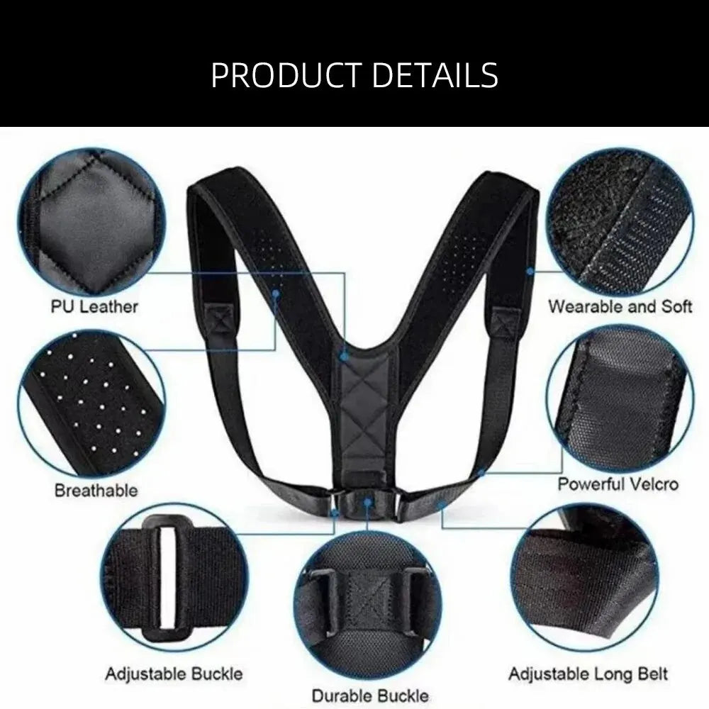 Back Posture Corrector Belt - Adjustable Support Brace for Men & Women