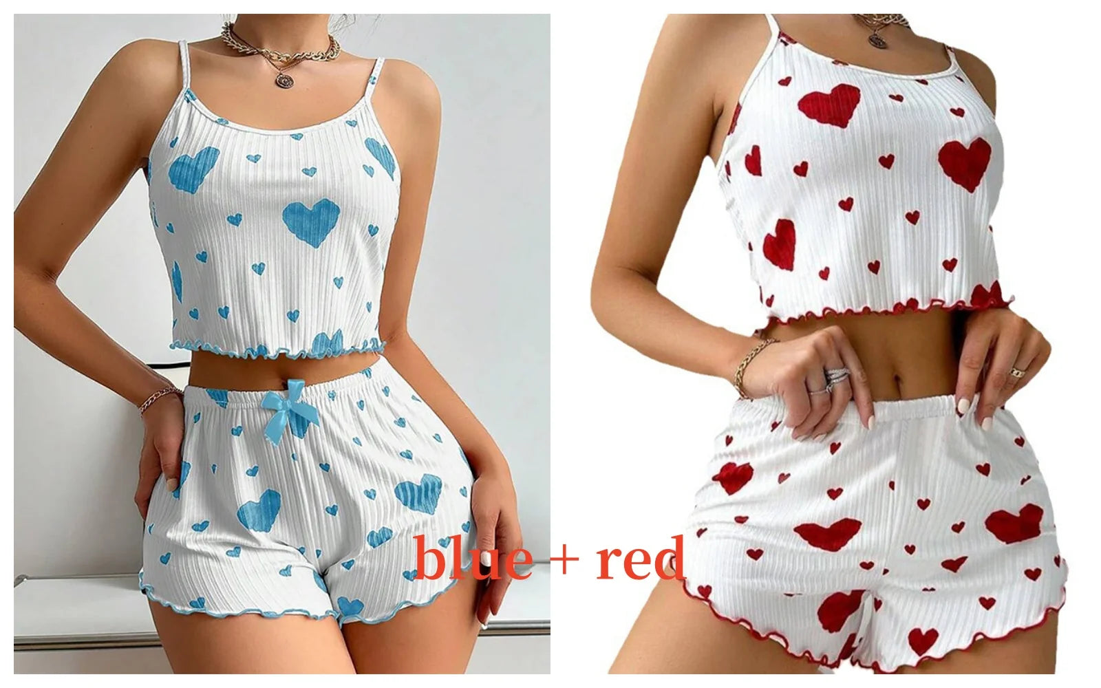 Women's 2-Piece Summer Pajama Set - Spaghetti Strap Tank & Shorts